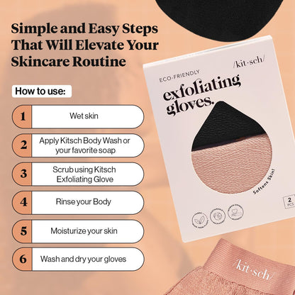 Kitsch_Exfoliating_Gloves_2pc_–_Korean_Exfoliating_Mitt_&_Deep_Exfoliating_Body_Scrubber_for_Shower,_Bath_|_Body_Exfoliator,_Dead_Skin_Remover_|_Skin_Care_for_Smooth,_Renewed_Skin_-_Black_&_Terracotta