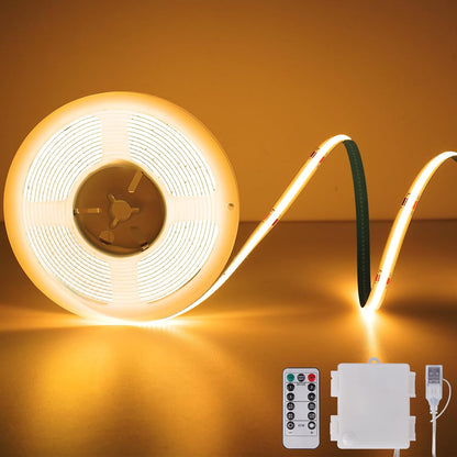 OMIKA_COB_LED_Strip_Lights,_6.56FT_Warm_White/Cool_White/Natural_White/Red/Green/Pink/Blue_Battery_Powered_640LED_LED_Strip_Lights_with_Remote_Control_Timer_Dimmable_Flexible_Cuttable_Tape_Lights_for_Cabinet_Shelves_Bedroom