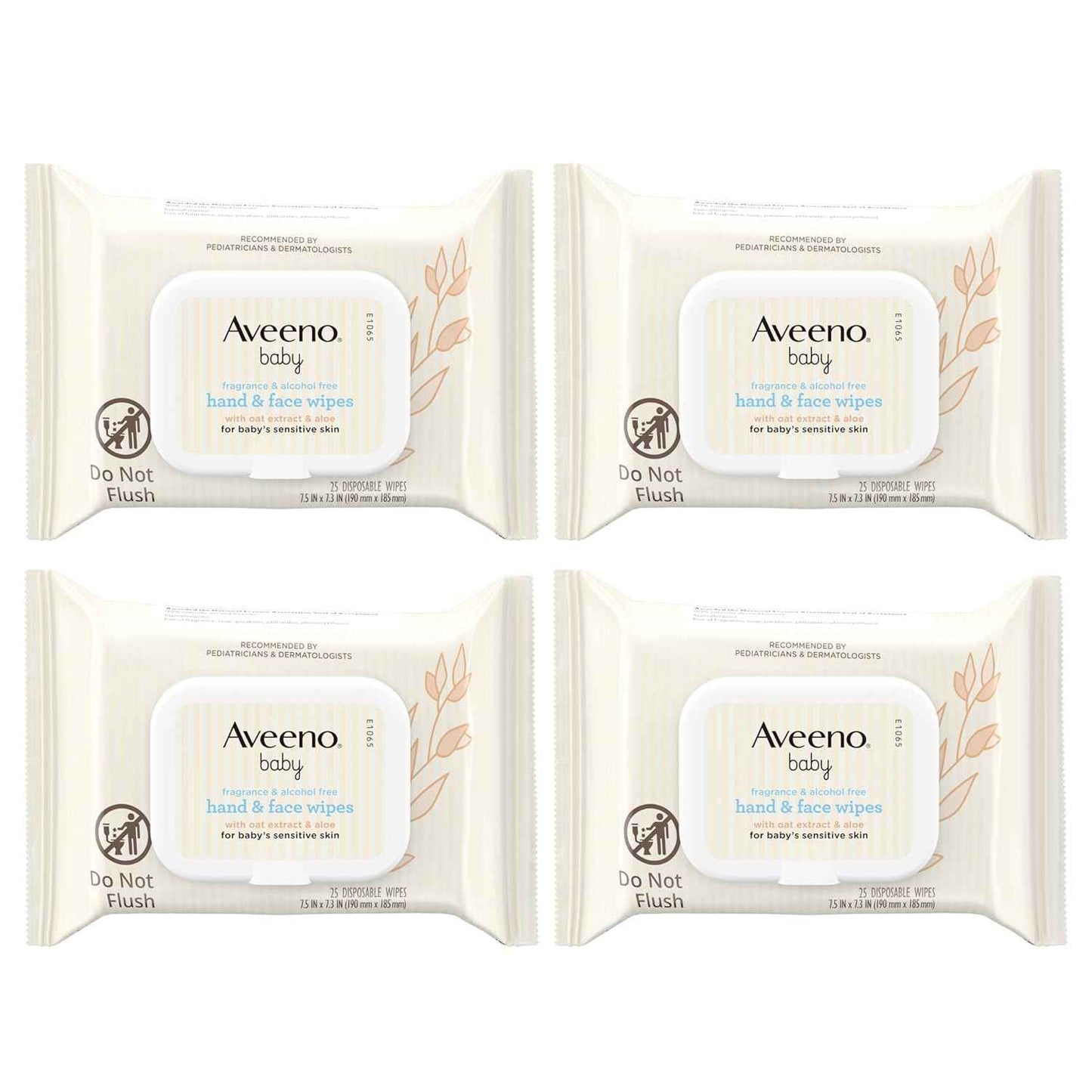Aveeno Baby Fragrance-Free Hand & Face Wipes with Oat Extract & Aloe, Cleansing & Moisturizing Baby Wipes for Sensitive Skin, Sulfate-, Alcohol-, Paraben- & Dye-Free, Hypoallergenic, 25 ct