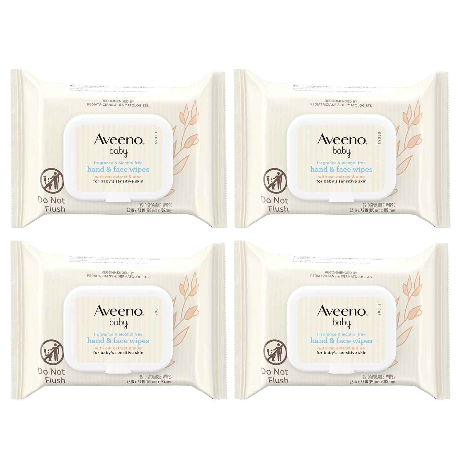 Aveeno Baby Fragrance-Free Hand & Face Wipes with Oat Extract & Aloe, Cleansing & Moisturizing Baby Wipes for Sensitive Skin, Sulfate-, Alcohol-, Paraben- & Dye-Free, Hypoallergenic, 25 ct