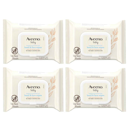 Aveeno Baby Fragrance-Free Hand & Face Wipes with Oat Extract & Aloe, Cleansing & Moisturizing Baby Wipes for Sensitive Skin, Sulfate-, Alcohol-, Paraben- & Dye-Free, Hypoallergenic, 25 ct