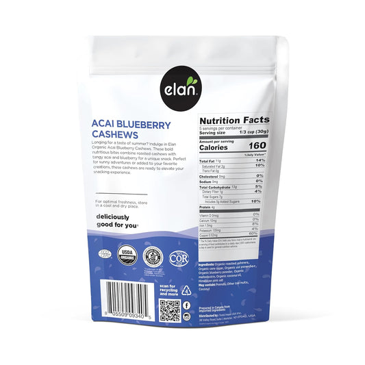 Elan_Organic_Acai_Blueberry_Cashews,_5.3_oz,_Non-GMO,_Vegan,_Gluten-Free,_Kosher,_Glazed_Nuts_(Roasted_Cashews,_Acai_Berry_Powder,_Blueberry_Juice_Powder),_Superfood_Infused_Nuts
