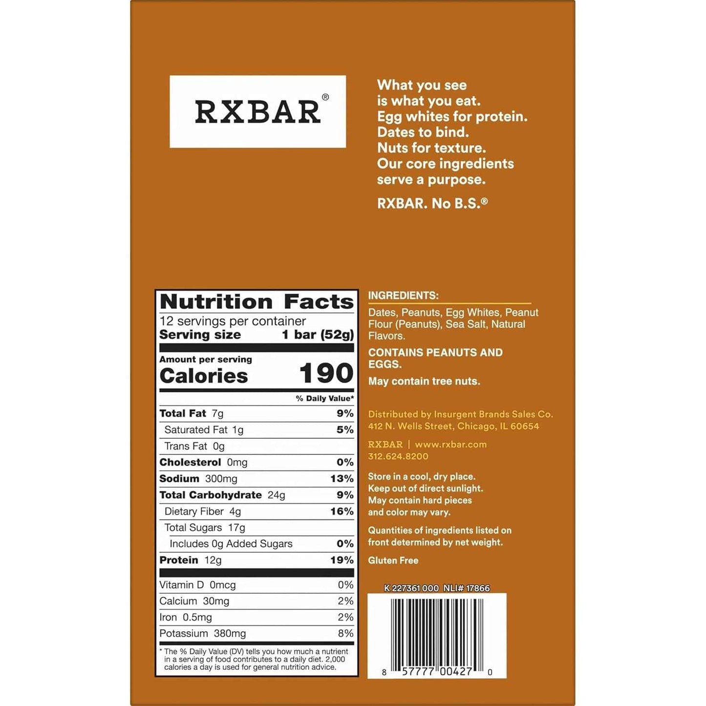 RXBAR Protein Bars, 12g Protein, Gluten Free Snacks, Snack Bars, Peanut Butter