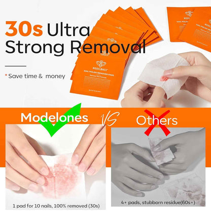 Modelones Nail Polish Remover Pads, Acetone Nail Polish Remover Wipes 50 PCS Professional Individually Wrapped Wet Wipes Easily & Quickly  Smell Glycerin Moisturizing Big Size Portable