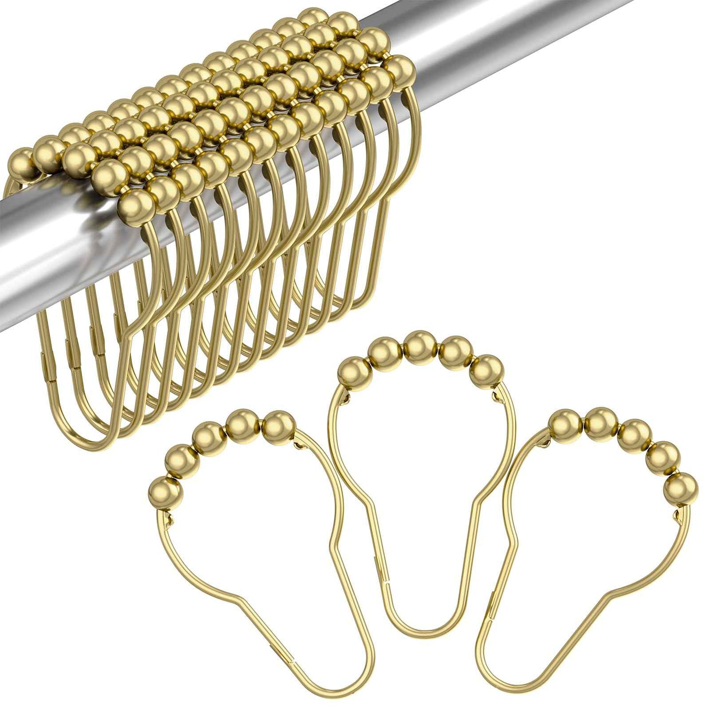 Amazer Shower Curtain Hooks, Decorative Shower Curtain Hooks, Shower Hooks for Shower Curtain Rust Proof Stainless Steel Shower Curtain Hooks