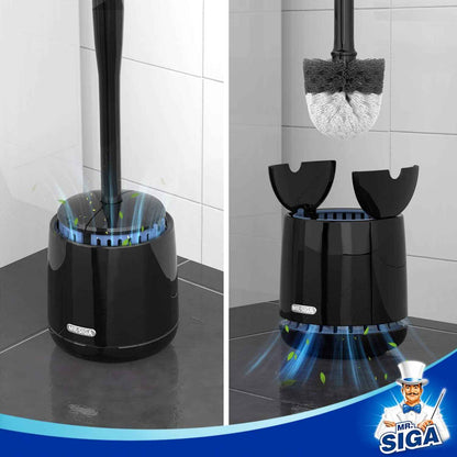 MR.SIGA Toilet Bowl Brush and Holder, Premium Quality, with Solid Handle and Durable Bristles for Bathroom Cleaning
