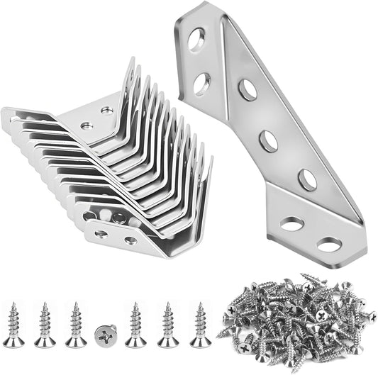 12-Pack_Premium_Stainless_Steel_Corner_Brackets_for_Wood_Frame,_Universal_Metal_Hardware_Corner_Braces_with_Screws,_Wooden_Furniture_Corner_Connectors_Such_as_Drawers,_Cabinets,_Tables_and_Chairs