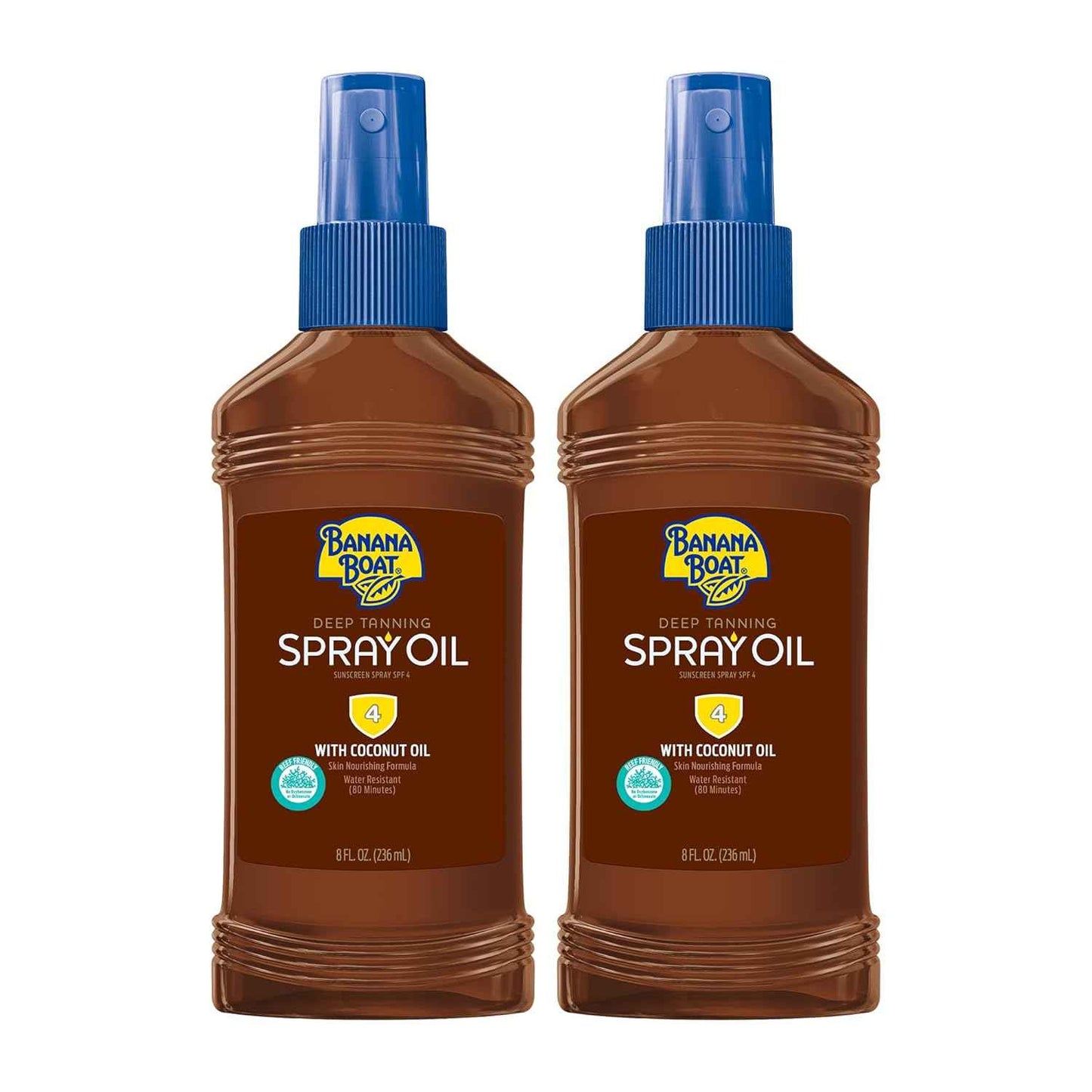 Banana Boat Deep Tanning Oil Spray SPF 4 | Dark Tanning Oil with SPF 4 Sunscreen, Water Resistant, 8Fl Oz each Twin Pack