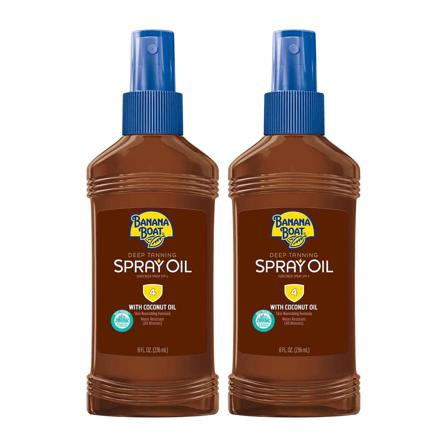 Banana Boat Deep Tanning Oil Spray SPF 4 | Dark Tanning Oil with SPF 4 Sunscreen, Water Resistant, 8Fl Oz each Twin Pack