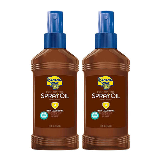 Banana Boat Deep Tanning Oil Spray SPF 4 | Dark Tanning Oil with SPF 4 Sunscreen, Water Resistant, 8Fl Oz each Twin Pack