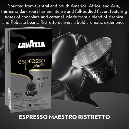 Lavazza Espresso Maestro Aluminum Capsules Compatible with Nespresso* Original Machines, Dark Espresso Roast, Arabica and Robusta Blend