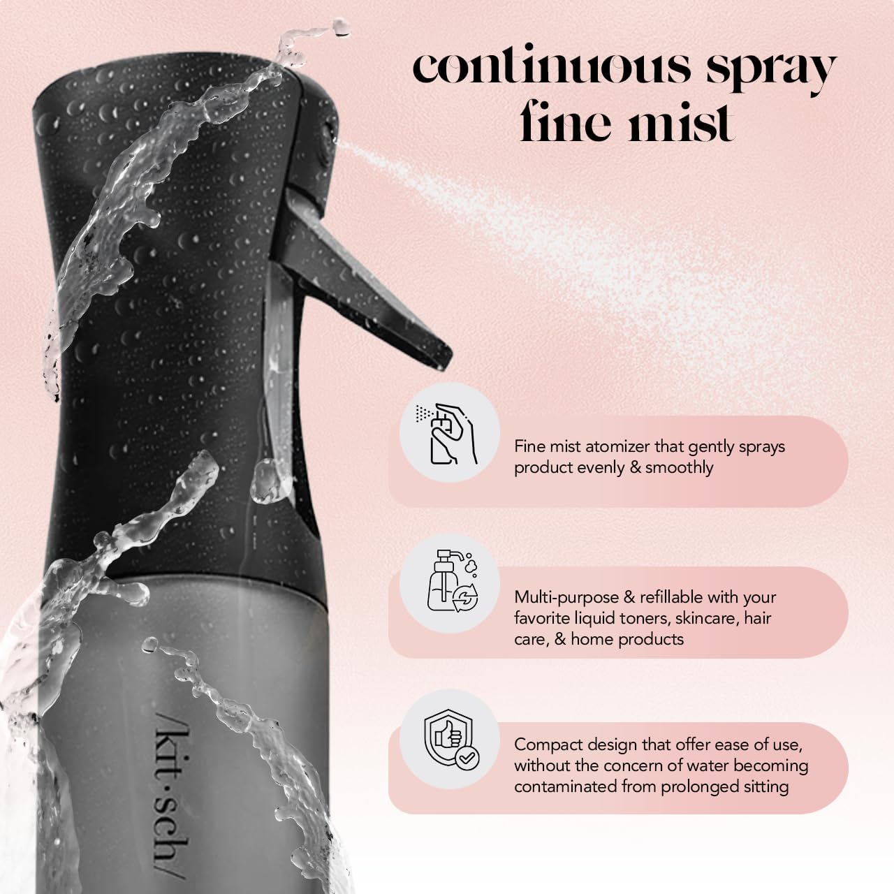Kitsch_Continuous_Spray_Bottle_for_Hair_–_Fine_Mist_Water_Mister_&_Water_Spray_Bottle_–_Recycled_Hair_Spray_Bottle_–_Spray_Bottles_for_Cleaning,_Styling,_Plants_&_More_–_Black,_150ml