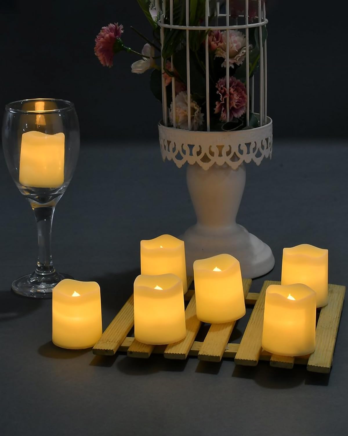 SHYMERY_Flameless_Votive_Candles,Flameless_Flickering_Electric_Fake_Candle,24_Pack_200+Hour_Battery_Operated_LED_Tea_Lights_in_Warm_White_for_Wedding,_Table,_Halloween,Christmas_Decorations_1.5"X1.7"