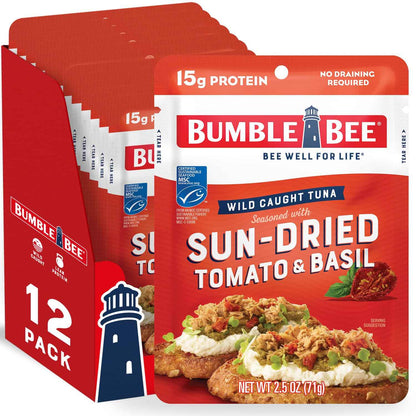 Bumble Bee Seasoned Tuna Pouch - Wild Caught and Ready to Eat for Snack, Salad, Korean Tuna Bowl - 14g Protein per Serving - PERFECT, PORTABLE, GOODNESS - 2.5 oz Packet