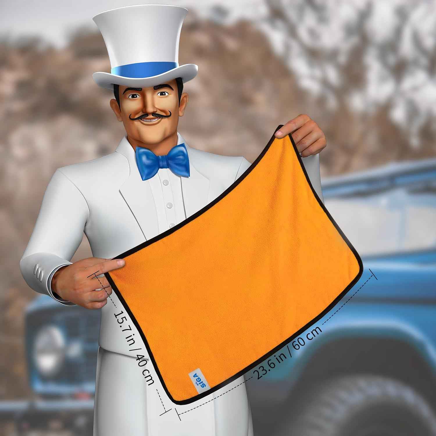 MR.SIGA Professional Premium Microfiber Towels for Cars, Dual-Sided Car Washing and Detailing Towels, Gold, 15.7 x 23.6 inch