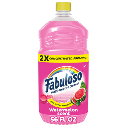 Fabuloso Multi-Purpose Cleaner and Floor Cleaner, 2X Concentrated Formula, Long-Lasting Freshness, Watermelon Scent, 56 fluid ounces