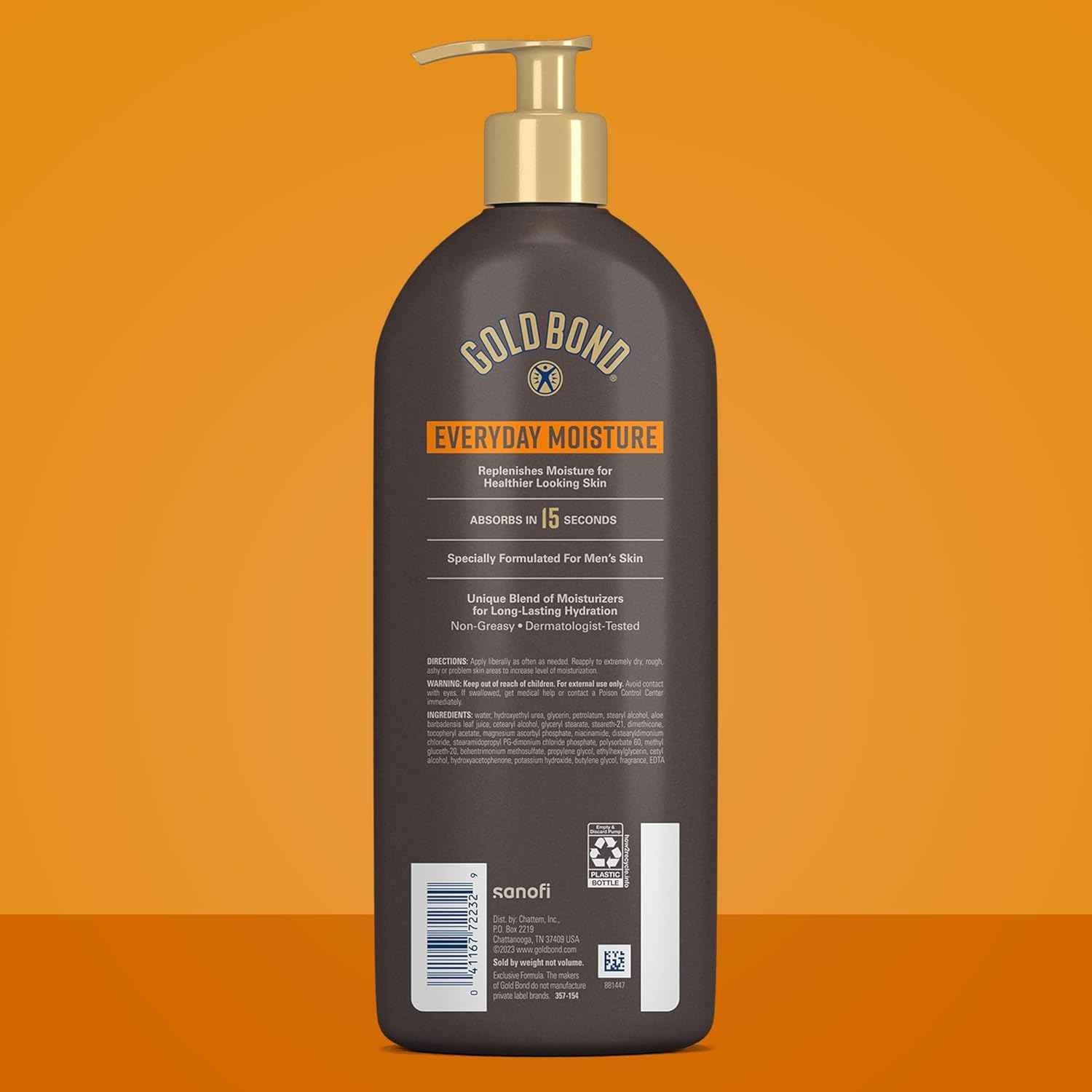 Gold Bond Men's Essentials Everyday Moisture Daily Body & Hand Lotion With Vitamin C, Hydrating Lotion Formulated for Men's Dry Skin, Value Size