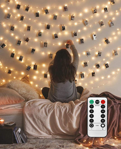 LiyuanQ_40_LED_Photo_Clip_String_Lights_with_Remote,_8_Modes_Indoor_Fairy_String_Lights_for_Hanging_Photos_Pictures_Cards_and_Memos,_Ideal_Gift_for_Bedroom_Decoration_(USB_Operated,_Warm_White)