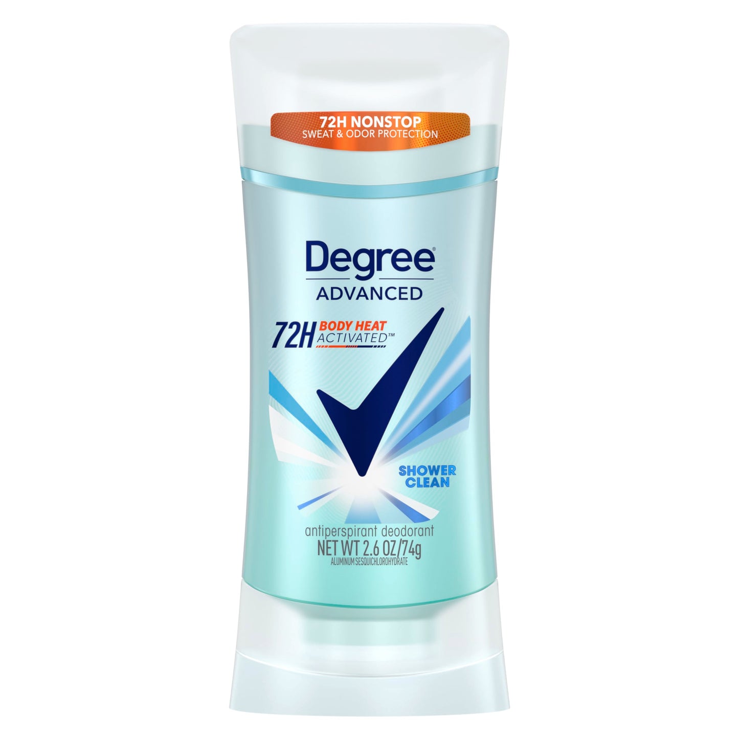 Degree Advanced Protection Antiperspirant Deodorant Shower Clean for 72-Hour Sweat &amp;amp; Odor Control for Women, with Body Heat Activated Technology, 2.6 oz