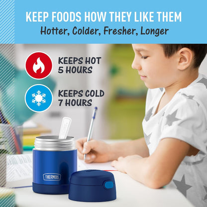 THERMOS_FUNTAINER_10_Ounce_Stainless_Steel_Vacuum_Insulated_Kids_Food_Jar_with_Folding_Spoon,_Navy