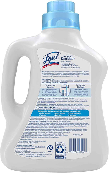 Lysol Laundry Sanitizer Additive, Free & Clear, Free from Fragrance and Dyes, 0% Bleach Laundry Sanitizer, Bacteria-causing Laundry Odor Eliminator, Unscented, 90 Fl Oz