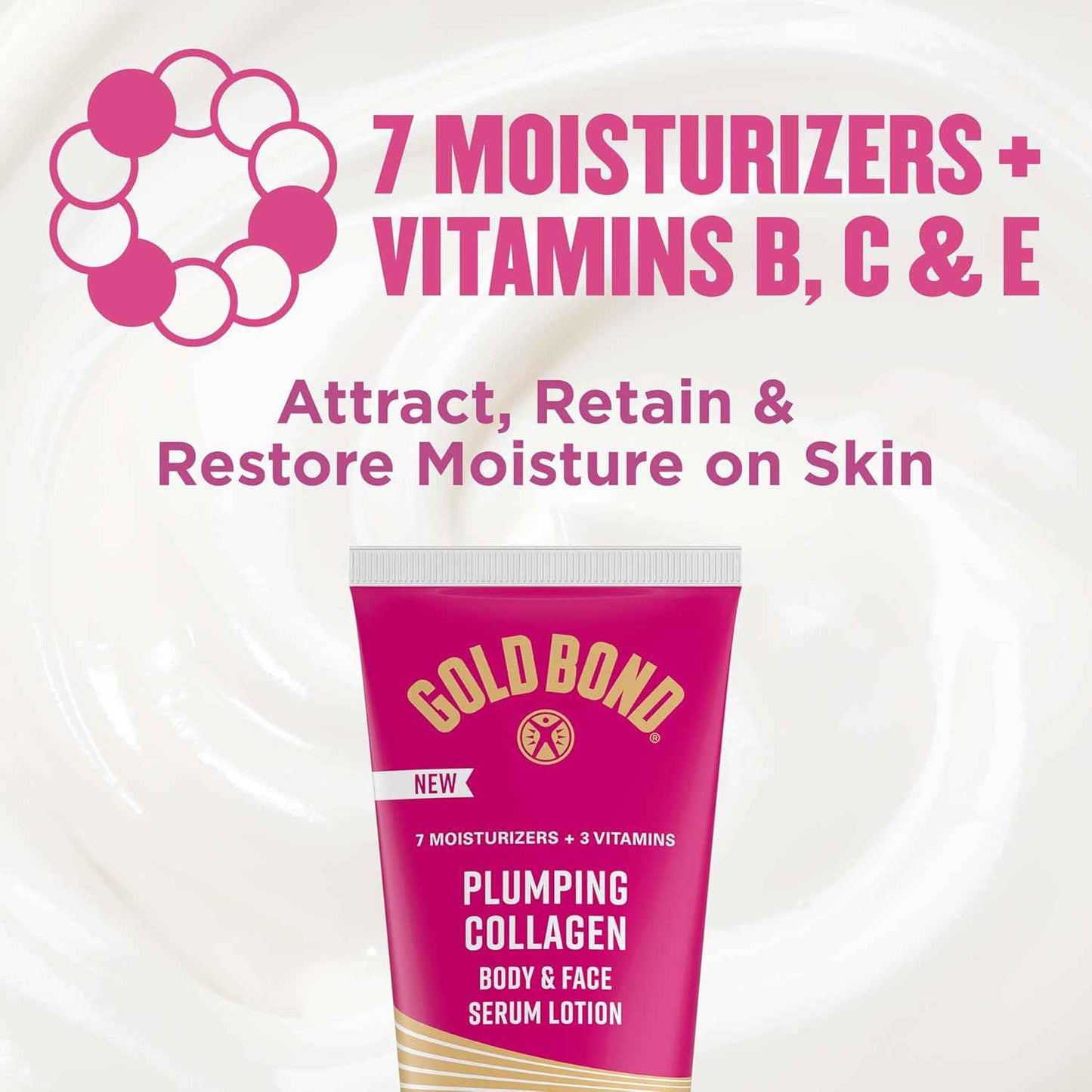 Gold Bond Plumping Collagen Body & Face Serum Lotion, Lightweight Hydrating Moisturizer with Collagen Peptide Complex, Jojoba and Grapeseed Oils to Visibly Plump Skin, Cherry Blossom Scent