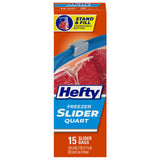 Hefty Slider Freezer Bags, Holds Individual Leftovers, Sliced Fruits and Veggies, and More, Writable Label, Secure Zip and Click Closure