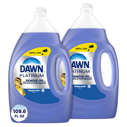 Dawn Platinum Refill Jug Dish Soap, Liquid Dishwashing Detergent Powerful Dawn Dish Soap for Tough Grease Removal Dishwashing Liquid Value Pack