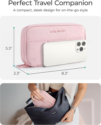BAGSMART_Electronics_Organizer_Travel_Case,_Cord_Storage_for_Chargers_Cables_Phones,_Compact_Tech_Accessories_Pouch,_Pink