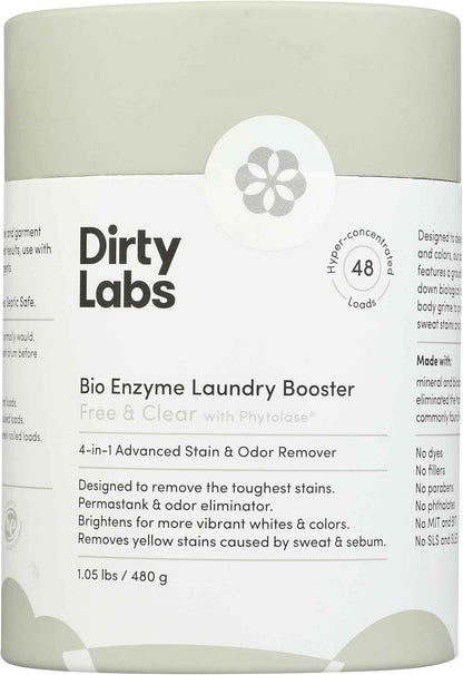 Dirty Labs | Scent Free | Bio Enzyme Laundry Booster | Hyper Concentrated | High Efficiency & Standard Machine Washer | Nontoxic, Biodegradable | Stain & Odor Removal Enzyme Booster