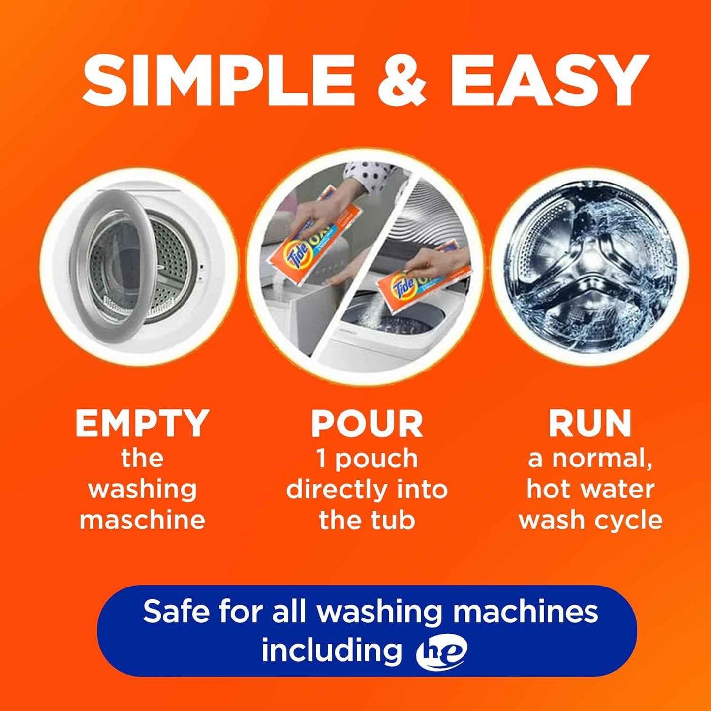 Washing Machine Cleaner by Tide, Washer Machine Cleaner with Oxi for Front and Top Loader Washer Machines, Deep Cleaning Residue & Odor Eliminator, 7 Month Supply