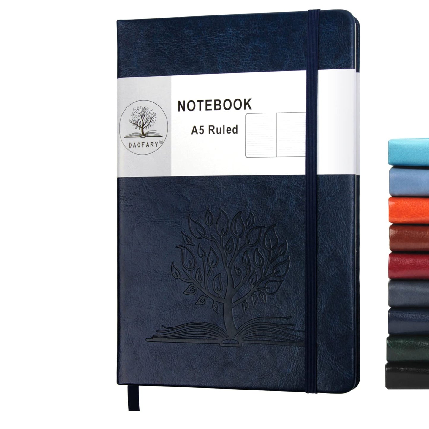 Daofary A5 Journal Notebook, Leather Ruled Notebooks 160 Pages Diary 100gsm Thick Paper Writing Hardcover Notebook with Pocket for Work Men Woman 8.4 x 5.7 in