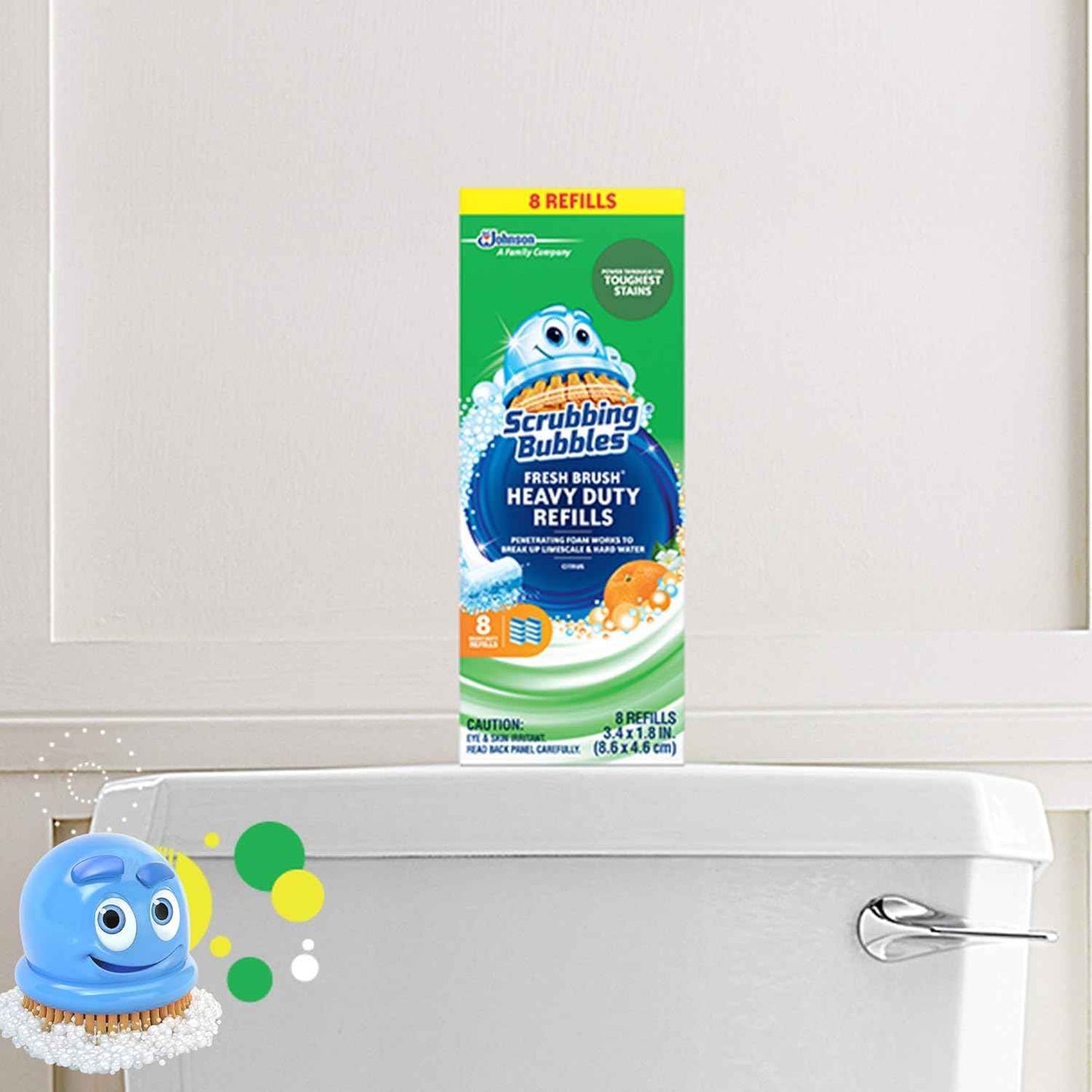 Scrubbing Bubbles Toilet Bowl Wand Cleaner Refills, Fresh Brush Heavy Duty Cleaner Toilet Refill Pads, Removes Limescale & Odors, Citrus Scent, 8 Count (Pack of 1)