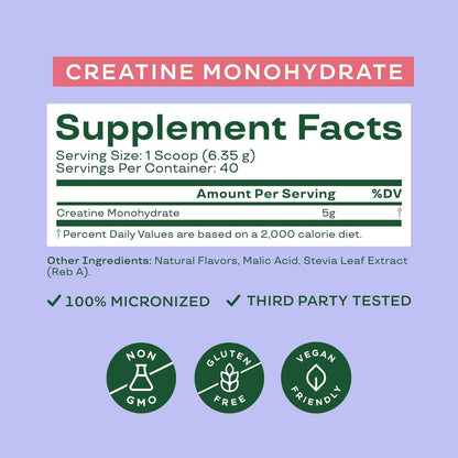 Bloom Nutrition Creatine Monohydrate Powder, 5g Micronized Creatine per Serving, Supports Muscle Recovery, Strength, Endurance, Pre or Post Workout, Gluten Free, Non GMO