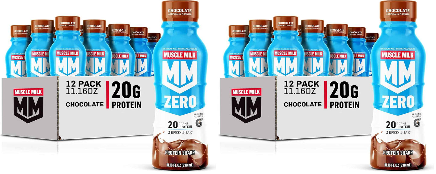 Muscle Milk Zero Protein Shake, 20g Protein, Zero Sugar, 100 Calories, Calcium, Vitamins A, C & D, 4g Fiber, Energizing Snack, Workout Recovery, Packaging May Vary,11.16 Fl Oz