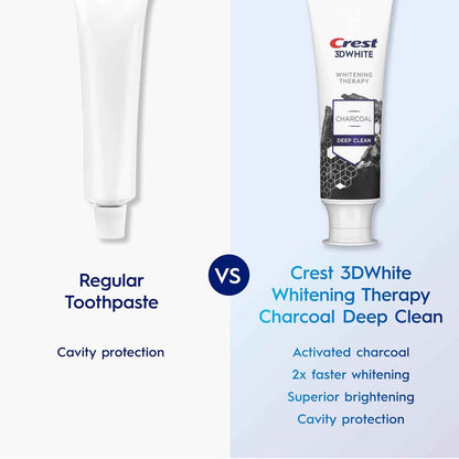 Crest 3D White Whitening Therapy Charcoal Deep Clean Invigorating Mint Teeth Whitening Toothpaste, 4.6 oz Pack of 3, Anticavity Fluoride Toothpaste, Gently Brightens Teeth, Strengthens Enamel