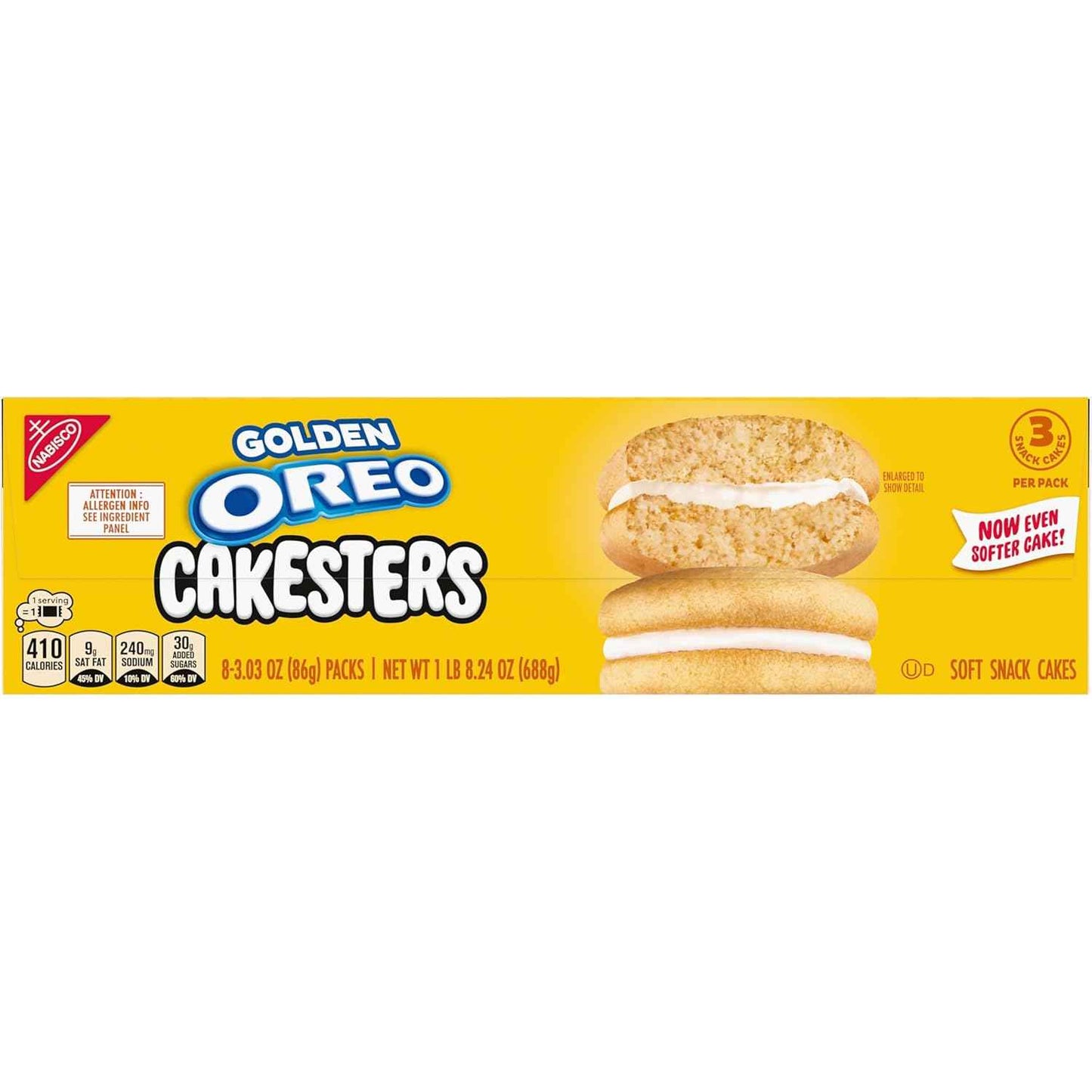 OREO Golden Cakesters Soft Snack Cakes, 8-3.03 oz Snack Packs