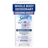 Secret Whole Body Deodorant Dry Feel Stick + Absorbs Sweat for Women, Naturally Derived Ingredients, Aluminum Free Deodorant Stick, 72 HR Odor Protection