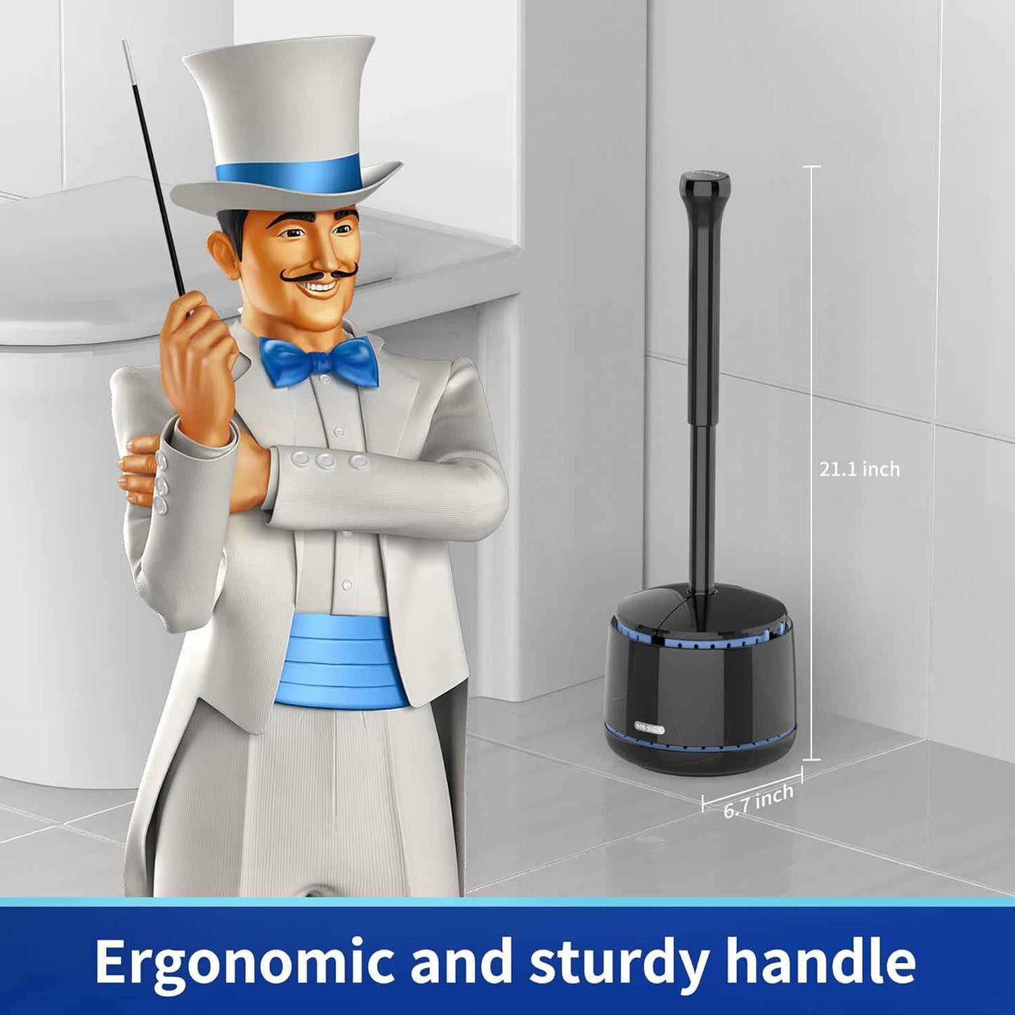MR.SIGA Toilet Plunger with Holder, Heavy Duty Toilet Plunger and Holder Combo for Bathroom Cleaning