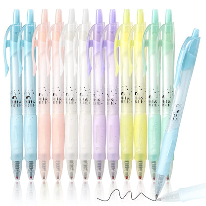 Drawdart Gel Ink Pens, 12Pcs Black Ink Fine Point Smooth Writing Pen 0.5mm Retractable, Best Aesthetic Cute Pens for Journaling Note Taking Sketching No Bleed &amp;amp; Smear