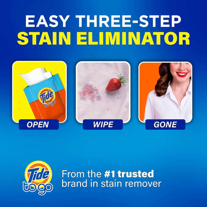 Tide To Go Stain Remover Wipes for Clothes, Instant Laundry Travel Stain & Spot Remover