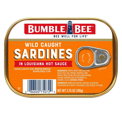 Bumble Bee Sardines, 3.75 oz Tin - Wild Caught, Gluten Free, Keto, Kosher