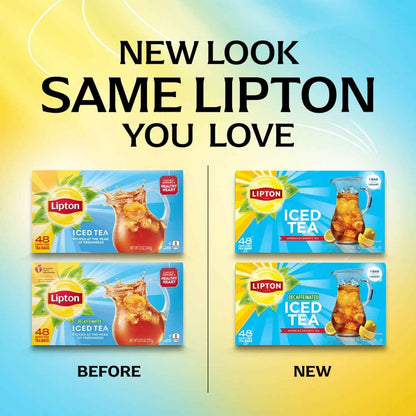 Lipton Unsweetened Iced Tea Bags, Family Size Zero Calories, 48 Tea Bags