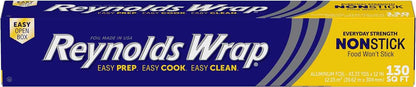Reynolds Wrap Non Stick Aluminum Foil, Nonstick Aluminum Foil Roll, Prevents Food Sticking and Messy Cleanup, Great for Covering Casseroles and leftovers