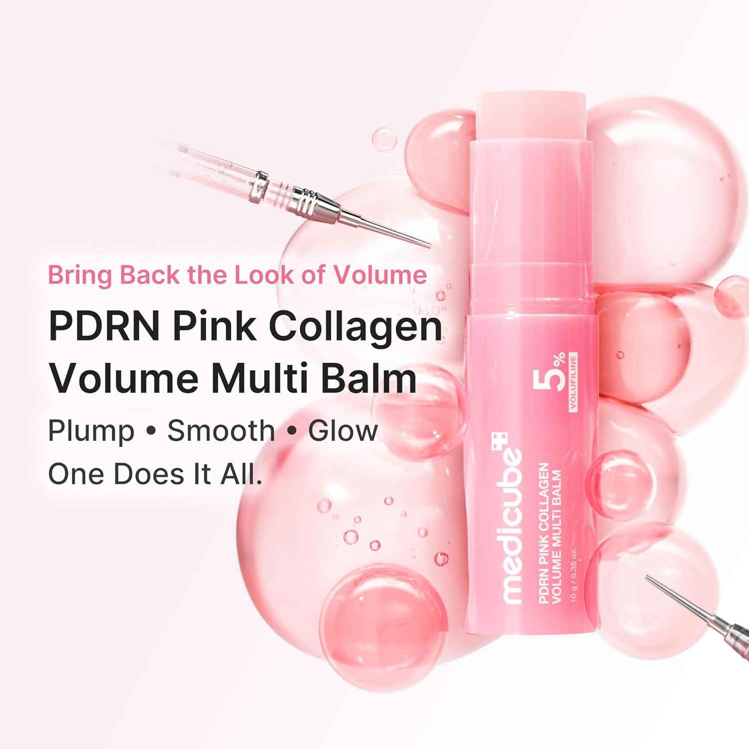 medicube PDRN Pink Collagen Volume Multi Balm Stick | Volufiline, PDRN, NAD, Collagen | Face & Body Balm for Under-Eyes, Neck, Forehead, Smile Lines, Lips | Plumping, Radiance, Line Care | K-Beauty