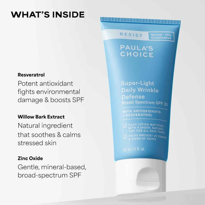 Paula's Choice RESIST SPF 30 Super-Light Daily Wrinkle Defense Mineral Sunscreen, Face Sunscreen for Oily Skin, Matte Tinted Face Moisturizer, UVA/UVB Protection, Fragrance-Free