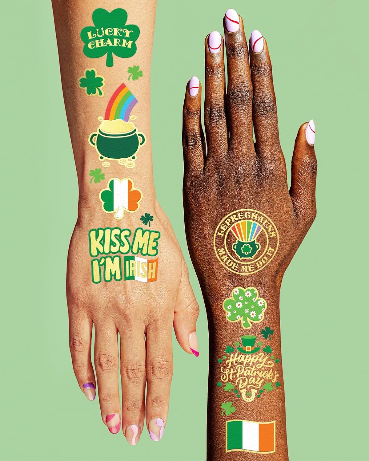 xo,_Fetti_St_Patricks_Day_Decorations_Tattoos_-_50_styles_|_Shamrock_Supplies,_Kiss_Me_I'm_Irish_Party,_Leprechauns