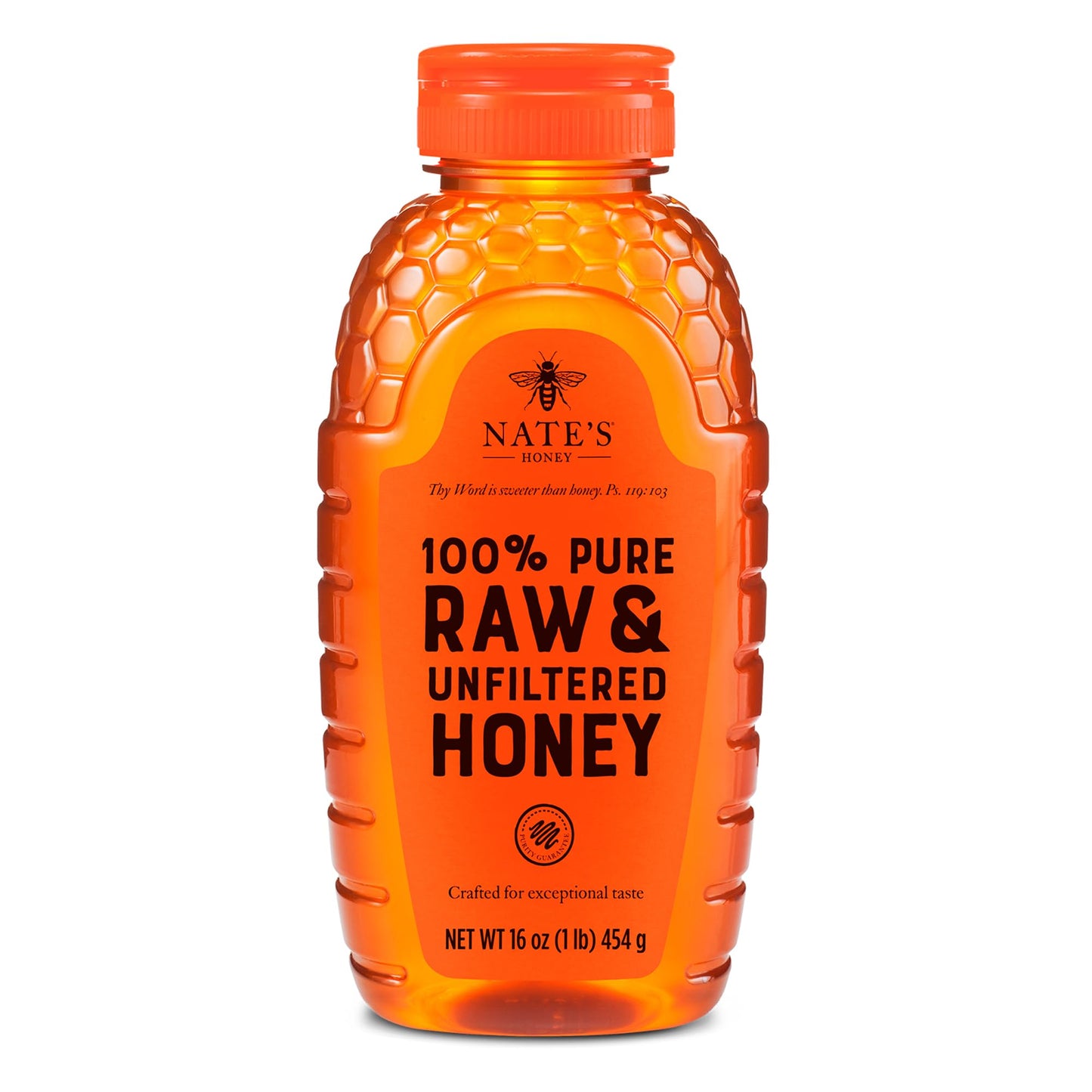 Nate&amp;#39;s 100% Pure, Raw &amp;amp; Unfiltered Honey - Award-Winning Taste, 16 oz. Squeeze Bottle