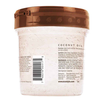 Eco Style Coconut Oil Styling Gel - Adds Luster and Moisturizes Hair - Weightless Styling and Superior Hold - Prevents Breakage and Split Ends - Promotes Scalp Health - Ideal for all Hair