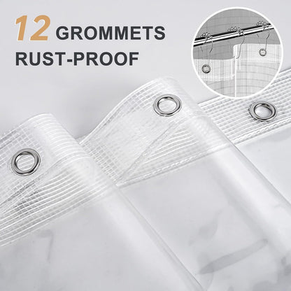 AmazerBath_Heavy_Duty_Shower_Curtain_Liner_12_Gauge,_72_x_72_Inches_Clear_Shower_Curtain_Liner_with_3_Clear_Stones_and_12_Grommet_Holes,_Weighted_Plastic_Shower_Liner